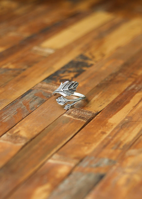 Adjustable Leaf Ring | Sterling Silver Branch Nature Jewelry