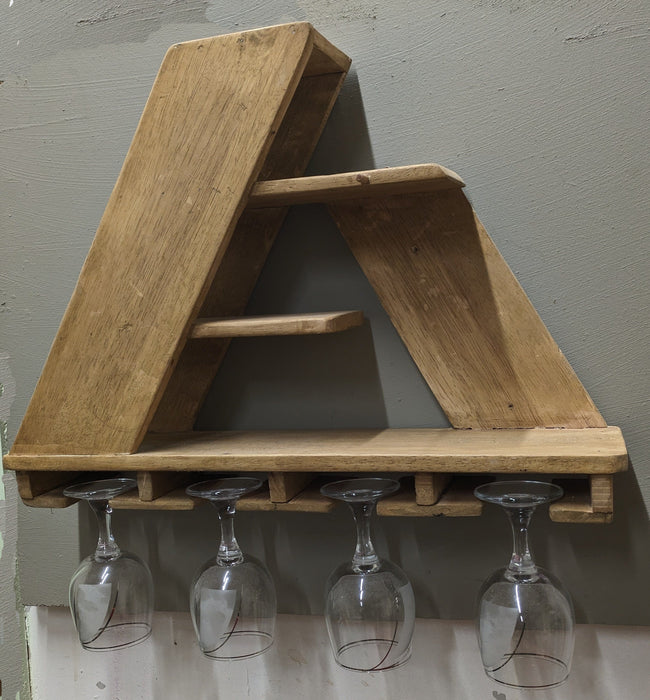 Wine rack, geometric, wine bottles, glasses, storage, kitchen, wood, rustic