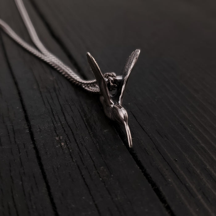 Sterling Silver Necklace - Hummingbird Pendant With Delicate 3D Bird Charm