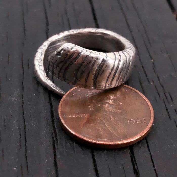 Ram Horn Ring – Artisan Crafted Bronze Ring With Natural Texture & Leadership Jewelry