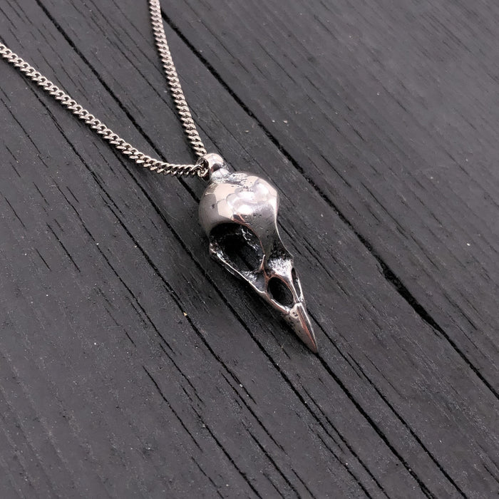 Sterling Silver Raven Cremation Necklace – Memorial Urn Pendant