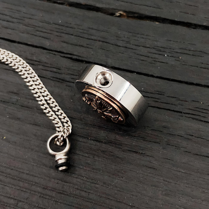 Compass Rose Cremation Necklace – Bronze Memorial Urn Pendant