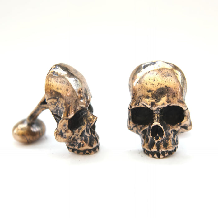 Skull Cufflinks Silver - Sterling Human Skull Jewelry by Moon Raven Designs