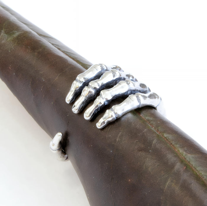 Sterling Silver Skeleton Ring – Anatomical Hand Band, Macabre Bone Jewelry