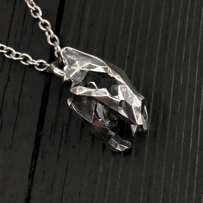 Bear Skull Necklace - Faceted Skull Jewelry With Diamond Facet Design