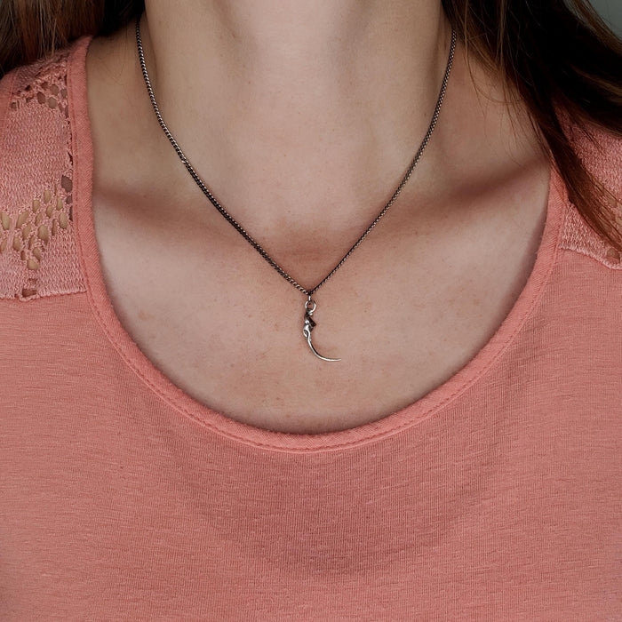 Rattlesnake Fang Necklace - Sterling Silver Viper Fang Pendant by Moon Raven Designs