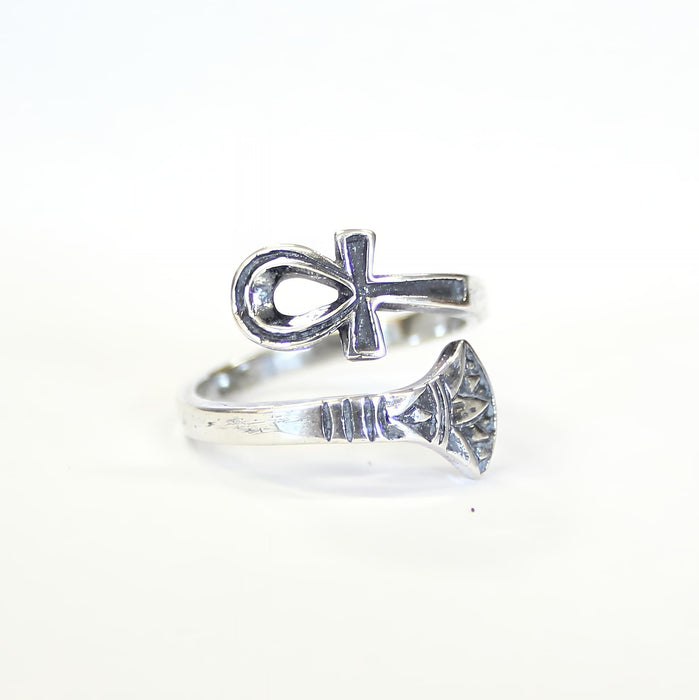 Sterling Silver Ankh Ring – Ancient Egyptian Eternal Life Band by Moon Raven Designs
