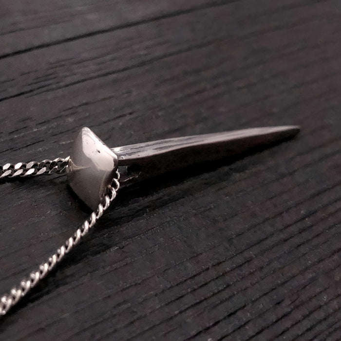 Sterling Silver Arrowhead Pendant - Coffin Nail Necklace by Moon Raven Designs Gothic Jewelry