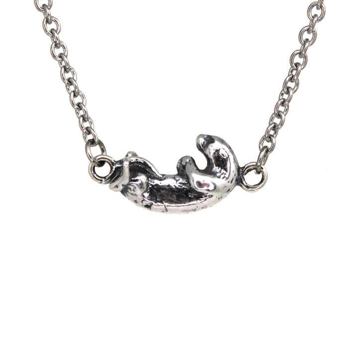 Sterling Silver Otter Pendant - Hand Polished Wildlife Jewelry Gift by Moon Raven Designs