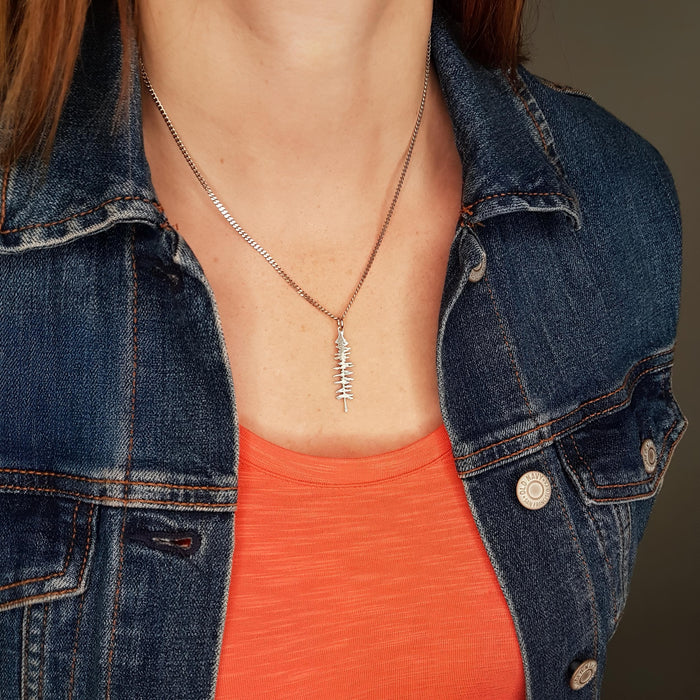 Silver Spruce Necklace – Hand Cast Sterling Silver Tree Charm Pendant