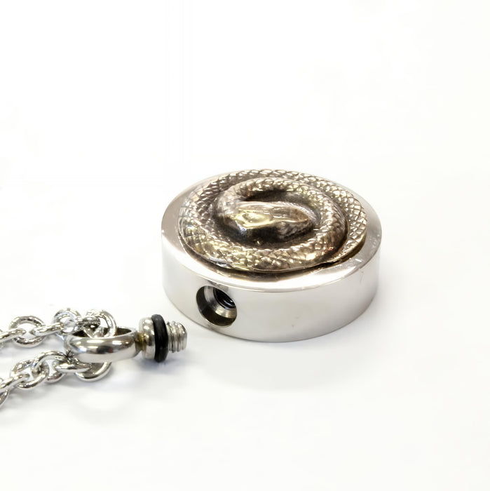 Coiled Snake Cremation Necklace – Bronze Memorial Urn Pendant