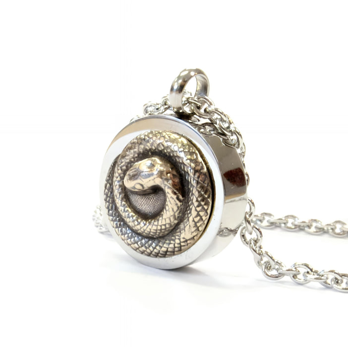 Coiled Snake Cremation Necklace – Bronze Memorial Urn Pendant