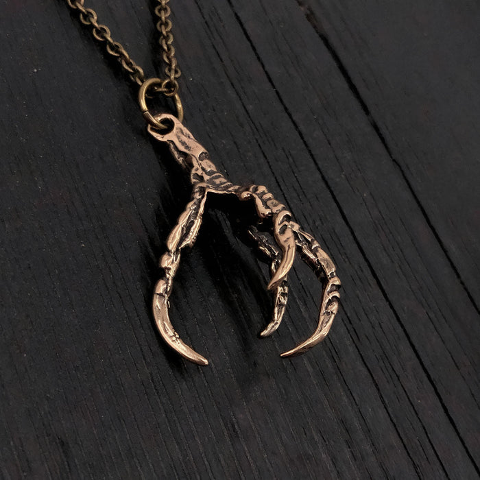 Raven Claw Necklace - Handcrafted Oxidized Claw Charm by Moon Raven Designs