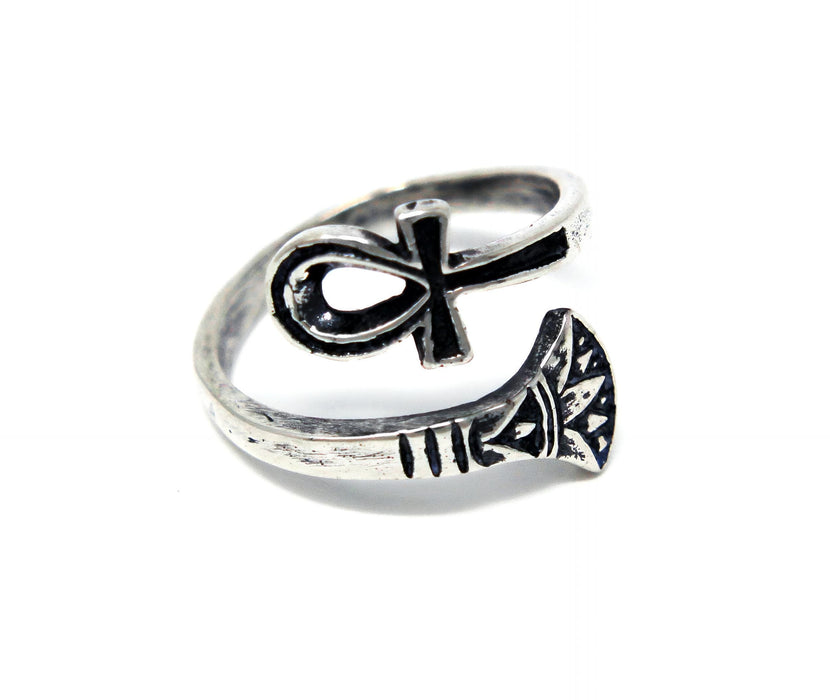 Sterling Silver Ankh Ring – Ancient Egyptian Eternal Life Band by Moon Raven Designs
