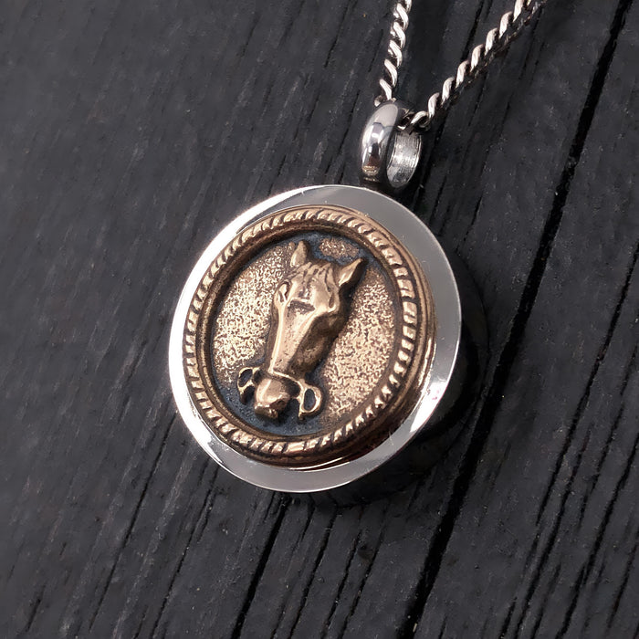 Horse Face Cremation Necklace – Pet Memorial Jewelry for Horse Lovers