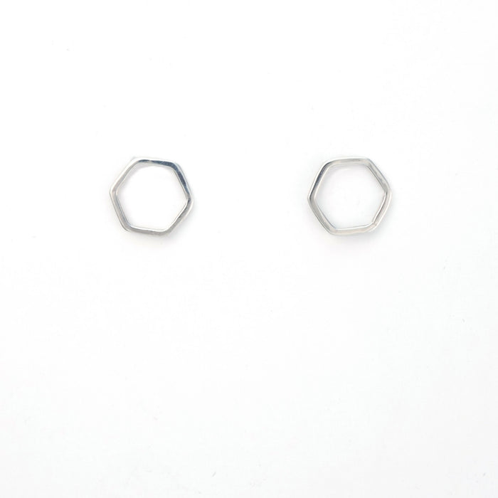 Hexa Small Stud Earrings in Sterling Silver