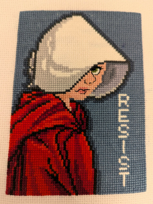 Handmaiden Resist Cross Stitch Art