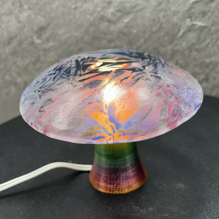 Fused Glass Mushroom Light - Aventurine Blue, Cobalt Blue, Plum