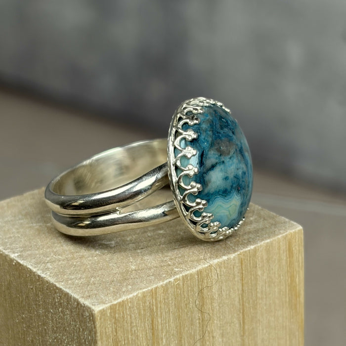 Sea Sediment Jasper and Sterling Silver Ring US Sz 7