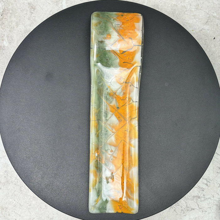 Fused Glass Incense Burner - Green, Orange, White