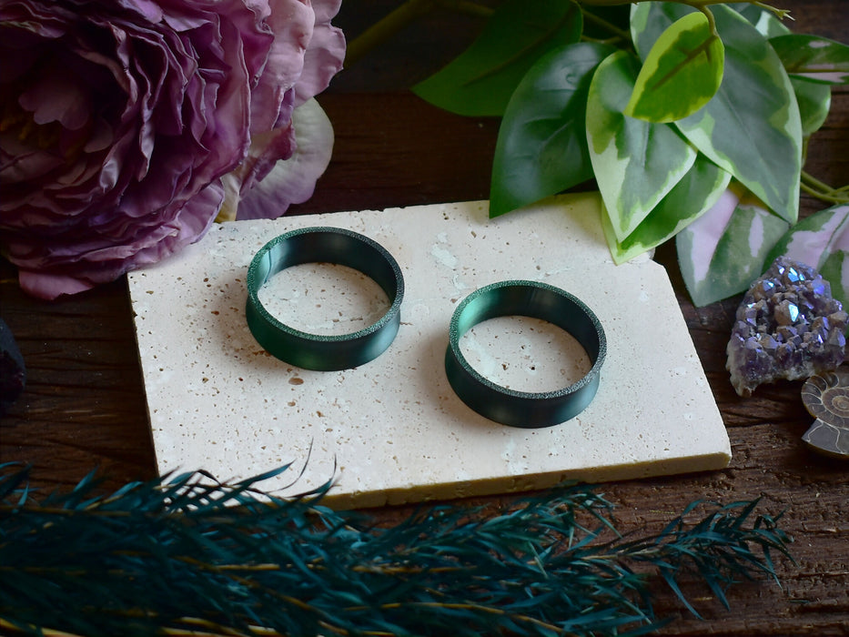 Ear Tunnels 10-100mm Black Green | Pair | Ultra Light Thin-wall Ear Plugs | Gauge Earrings | Gauged Plugs