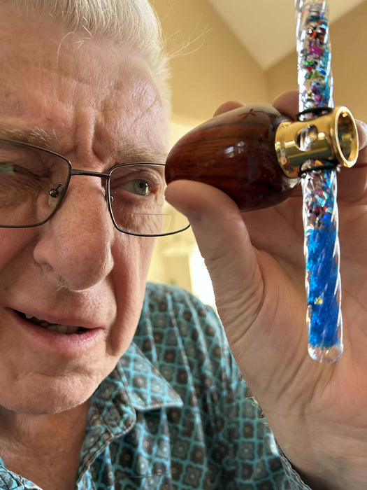 Padauk Wood Kaleidoscope with Blue Wand