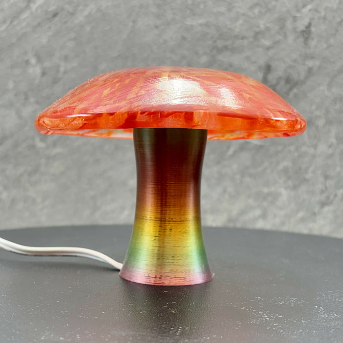 Fused Glass Mushroom Light - Red, Orange, Pink