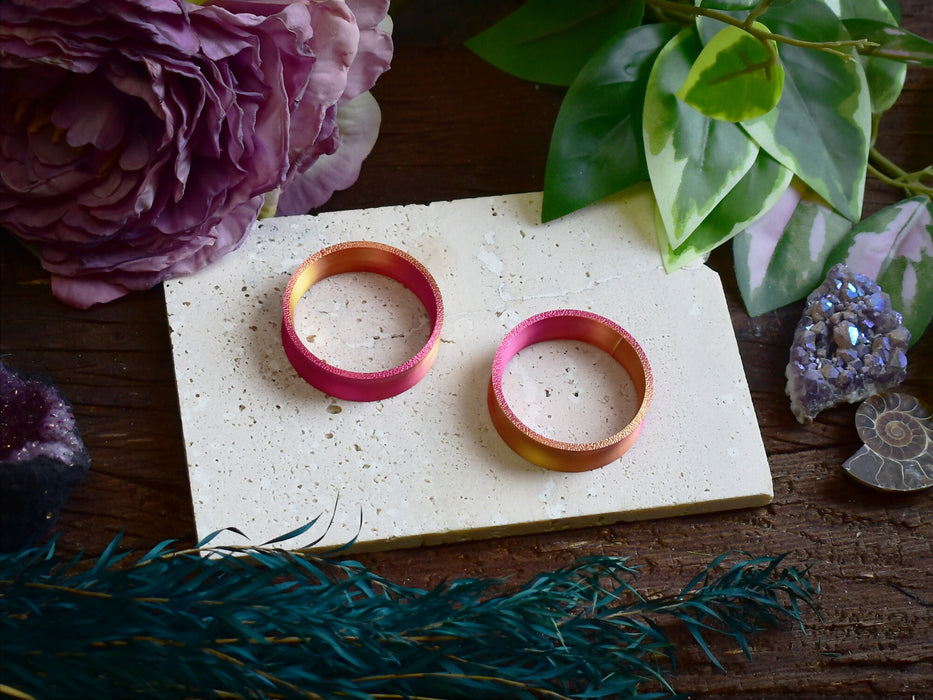 Ear Tunnels 10-100mm Gold Pink | Pair | Ultra Light Thin-wall Ear Plugs | Gauge Earrings | Gauged Plugs