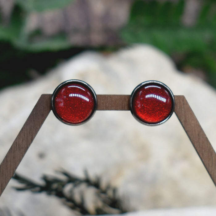 Stud Earrings With Resin Cabochon #260