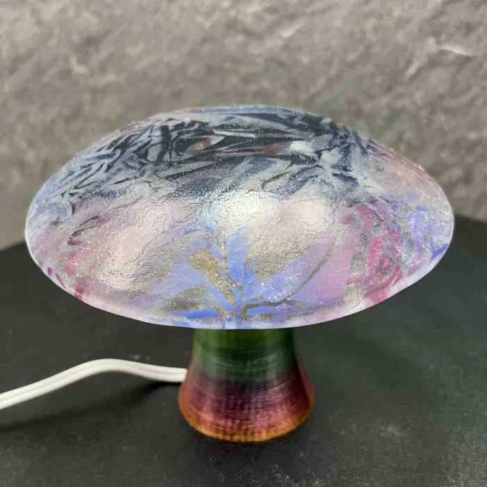 Fused Glass Mushroom Light - Aventurine Blue, Cobalt Blue, Plum
