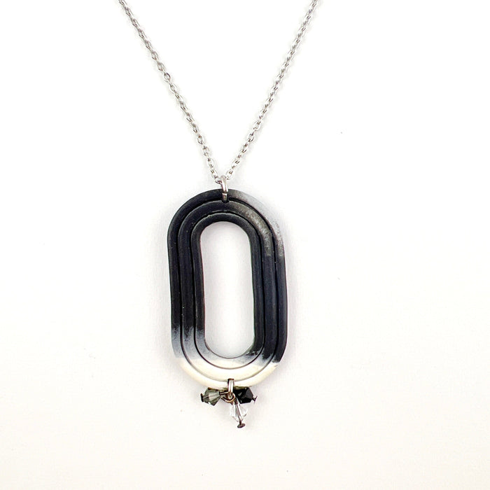 Necklace Black, Gray, White Oval Necklace