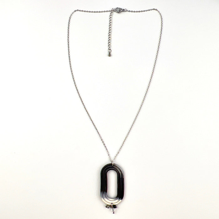 Necklace Black, Gray, White Oval Necklace