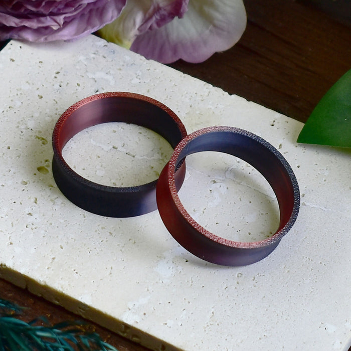 Ear Tunnels 10-100mm Black Red | Pair | Ultra Light Thin-wall Ear Plugs | Gauge Earrings | Gauged Plugs