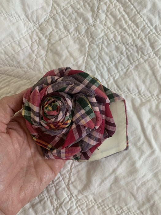 Upcycled tie brooch, necktie rose pin