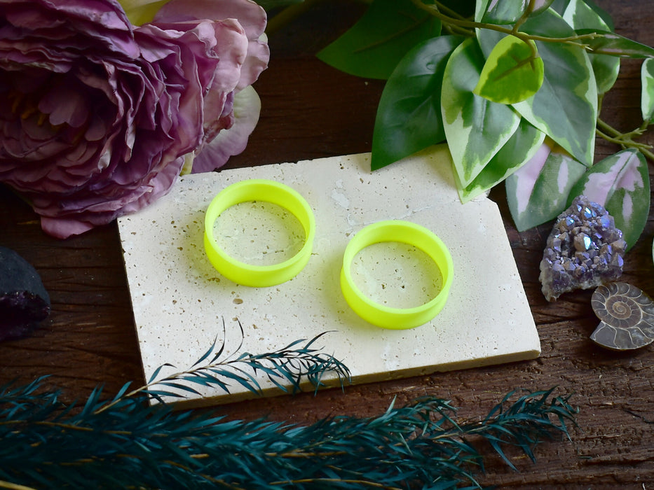 Ear Tunnels 10-100mm Neon Yellow | Pair | Ultra Light Thin-wall Ear Plugs | Gauge Earrings | Gauged Plugs