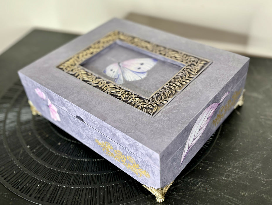 Violet Painted Vintahe Jewelry Box