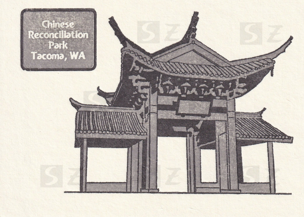 Woodblock print card - Chinese Reconciliation Park