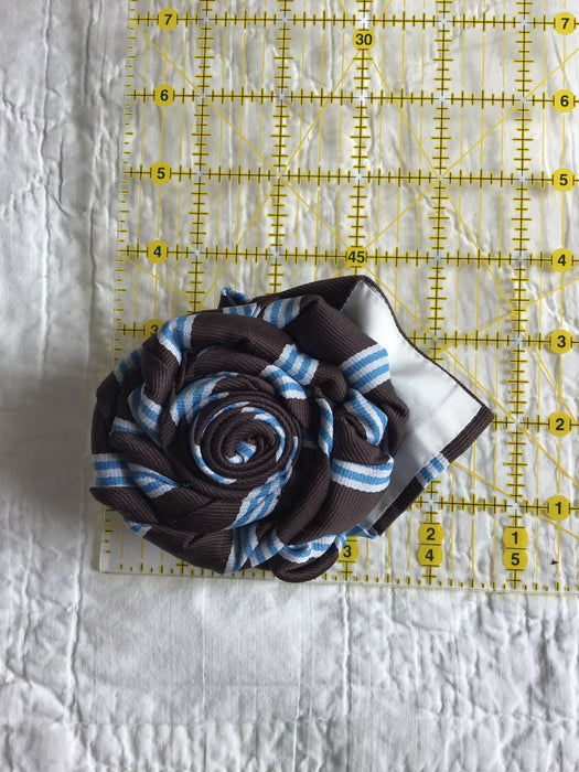 Upcycled tie brooch, necktie rose pin