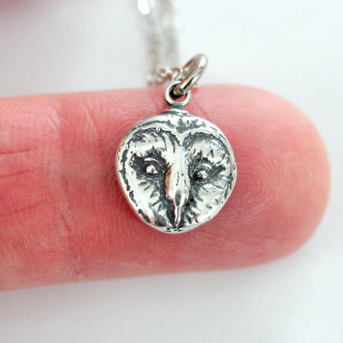 Sterling Silver Barn Owl Pendant - Moon Raven Designs