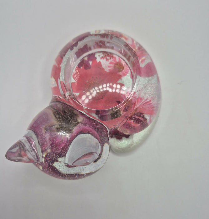 Pink Floral Cat Tealight Holder