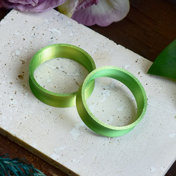 Ear Tunnels 10-100mm Green Yellow | Pair | Ultra Light Thin-wall Ear Plugs | Gauge Earrings | Gauged Plugs