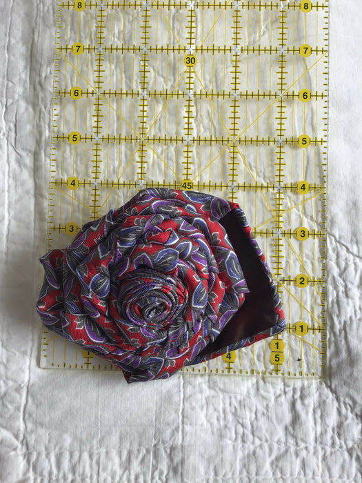 Additional Upcycled tie brooches, necktie rose pin