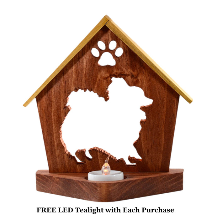 PAPILLON Personalized Dog Memorial Gift | Doghouse LED Tealight - DogPound Creations