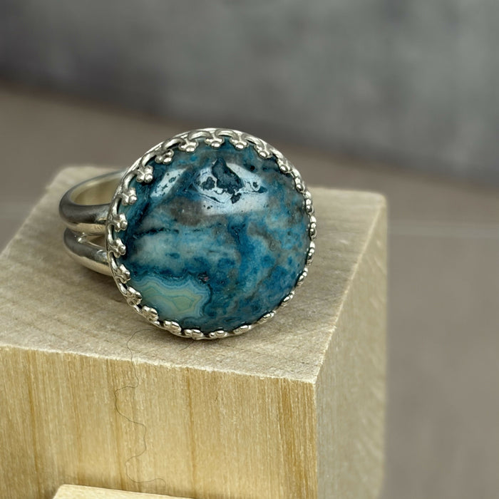 Sea Sediment Jasper and Sterling Silver Ring US Sz 7