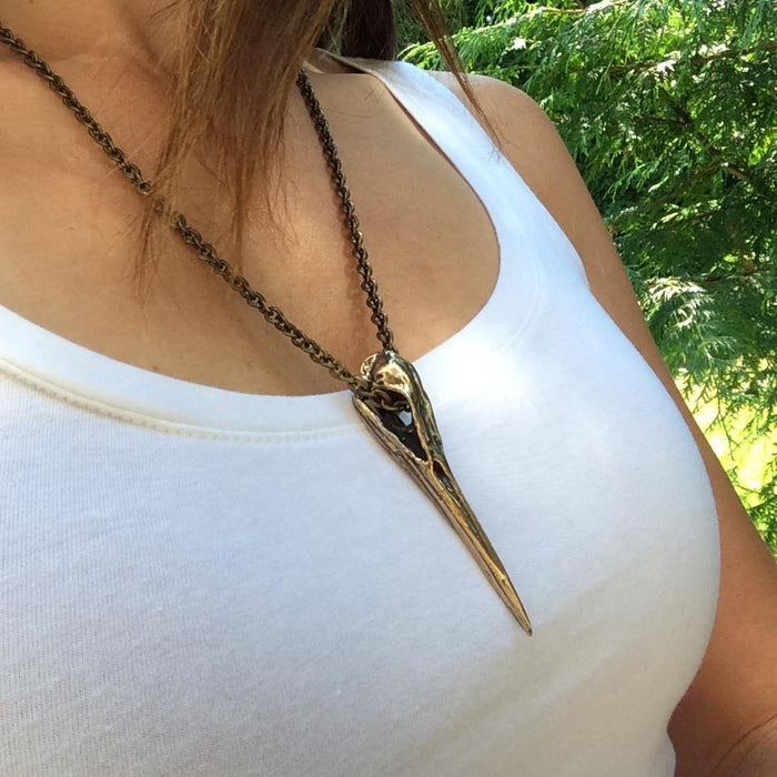 Heron Skull Pendant Necklace - Moon Raven Designs