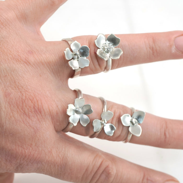 Bloomlette Sterling Silver Flower Rings