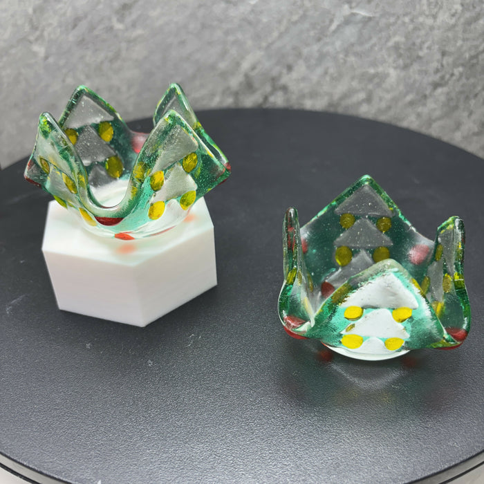 Small Fused Glass Votives - Yellow, Green, Red