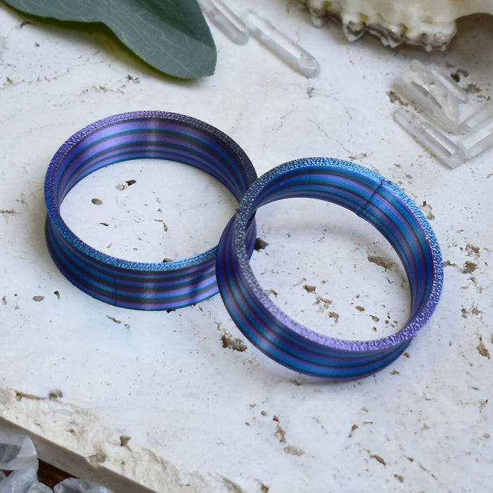 Ear Tunnels 10-100mm Twisted Blue | Pair |Ultra Light Thin-wall Ear Plugs | Gauge Earrings | Gauged Plugs