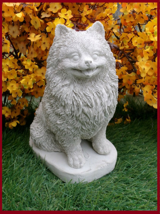 Concrete Pomeranian Statue, Garden Decor, Memory Garden, Various finishes Pet Gave MARKER OR Gift for any reason