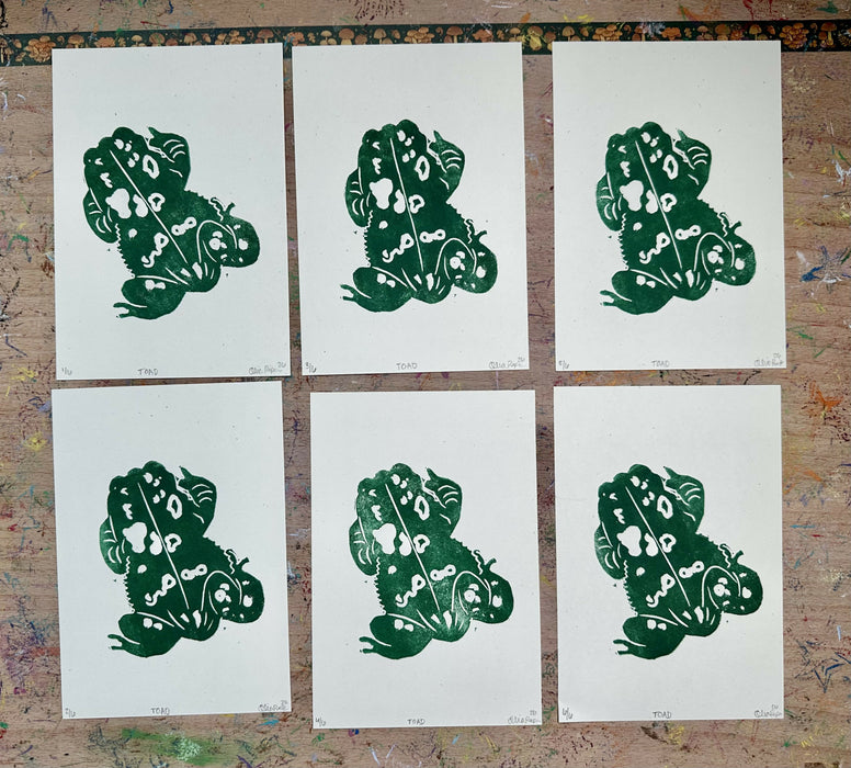 "toad" - block print